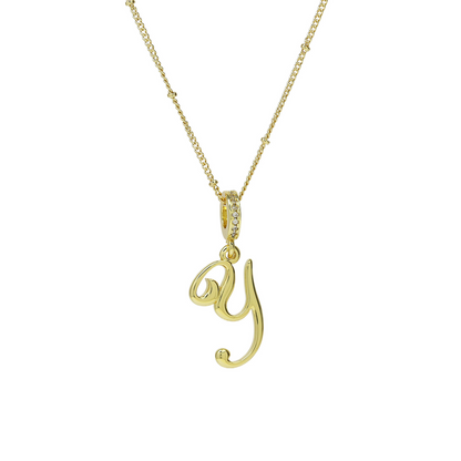 Elegant Cursive Font Satellite Chain Initial Necklace