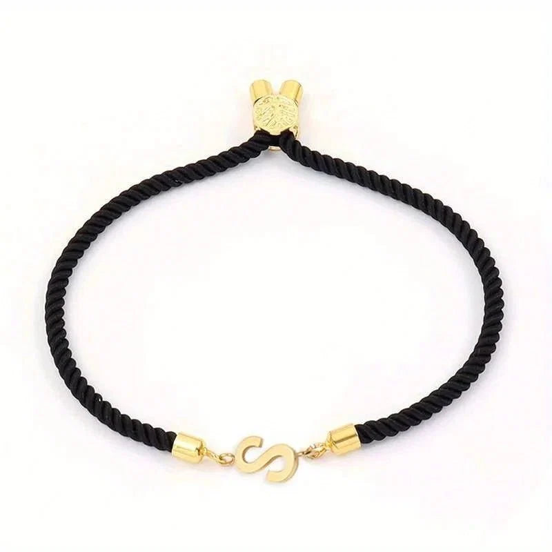 Adjustable Angled Serif Letter Initial Bracelets