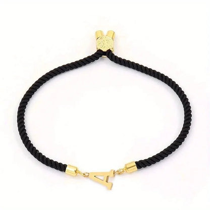 Adjustable Angled Serif Letter Initial Bracelets