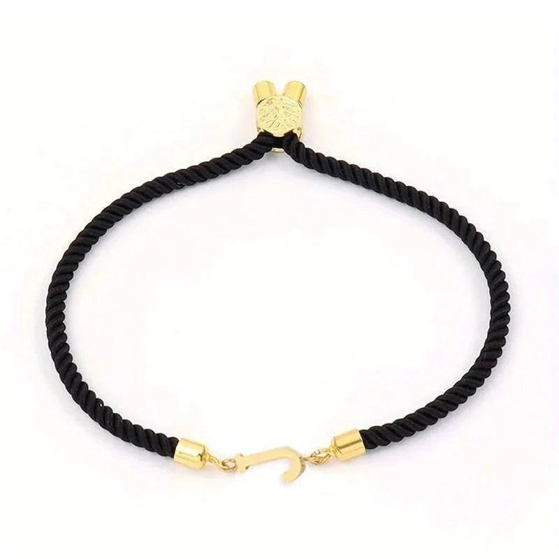 Adjustable Angled Serif Letter Initial Bracelets
