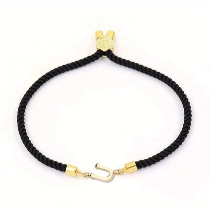 Adjustable Angled Serif Letter Initial Bracelets