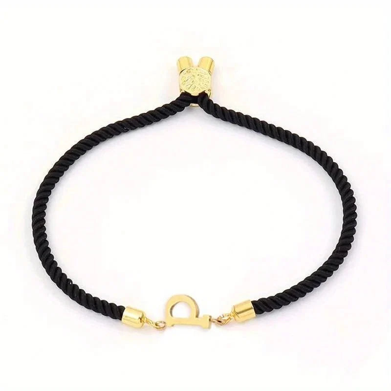 Adjustable Angled Serif Letter Initial Bracelets
