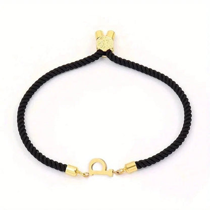 Adjustable Angled Serif Letter Initial Bracelets