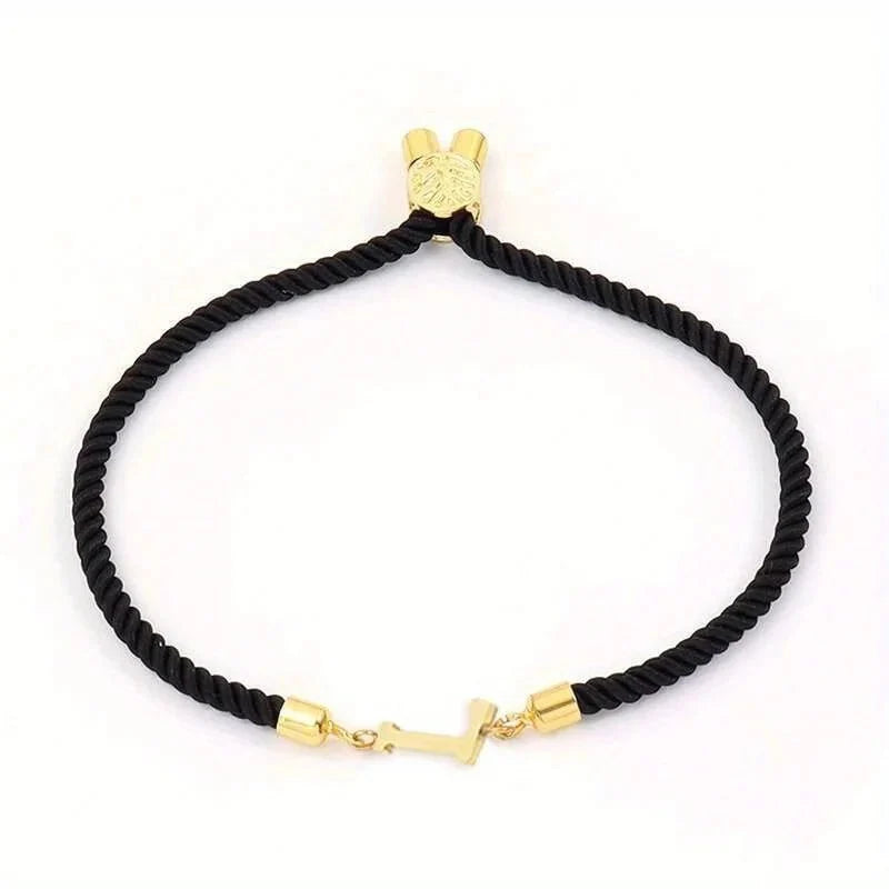 Adjustable Angled Serif Letter Initial Bracelets