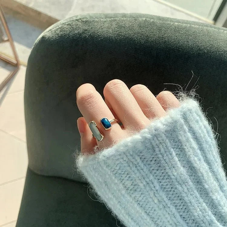Adjustable Asymmetric Blue Square Rings