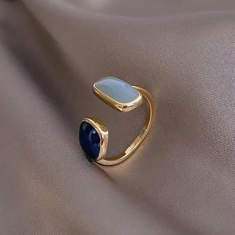Adjustable Asymmetric Blue Square Rings