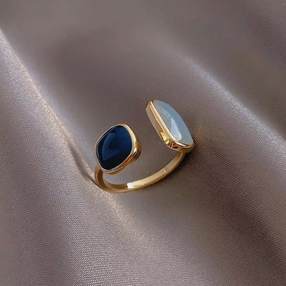Adjustable Asymmetric Blue Square Rings