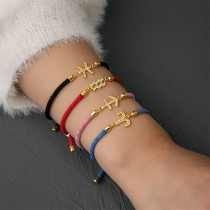 Adjustable Diamond Zodiac Sign Bracelet