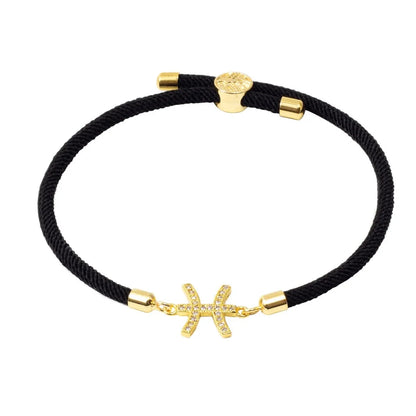Adjustable Diamond Zodiac Sign Bracelet