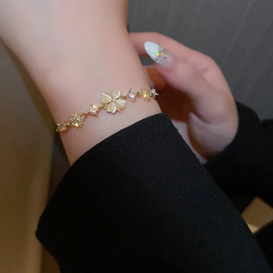 Adjustable Lucky Four Leaf Clover Bracelet