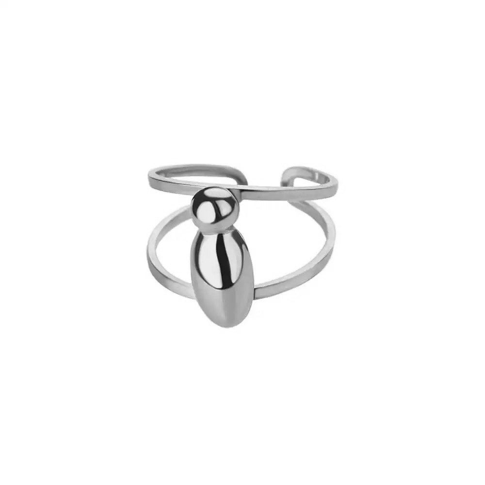Adjustable Open Band Bubble Letter Initial Ring