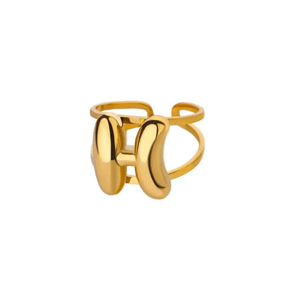 Adjustable Open Band Bubble Letter Initial Ring