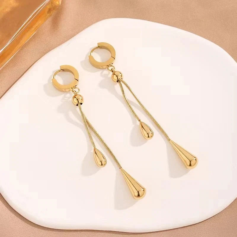 Adjustable Pull Droplet Lariat Necklace and Earrings