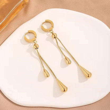 Adjustable Pull Droplet Lariat Necklace and Earrings