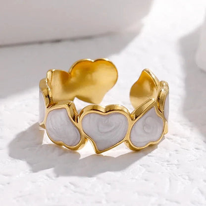 Adjustable Romantic Enamel Heart Ring