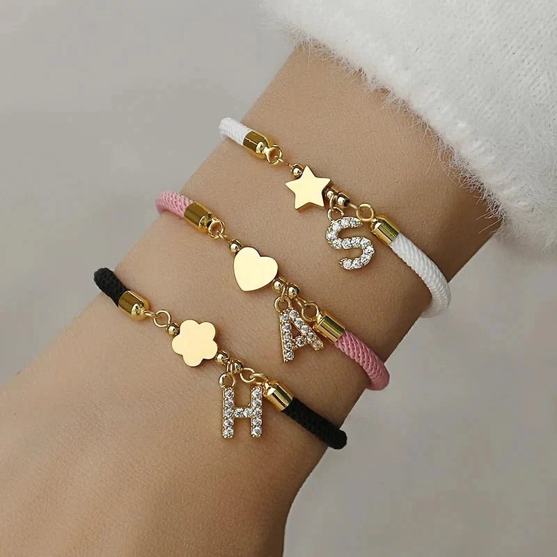 Adjustable Shape Letter Initial Bracelets