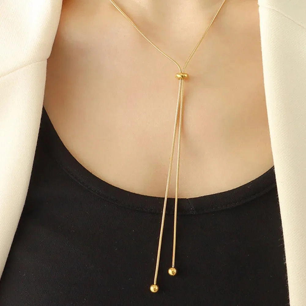 Adjustable Snake Chain Lariat Necklace
