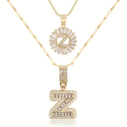 2pc 14k Diamond Letter Initial Necklaces