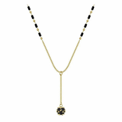 Black and Gold Crystal Ball Necklace
