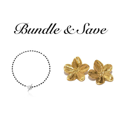 Blooming Hibiscus Earrings & Floral Necklace Bundle