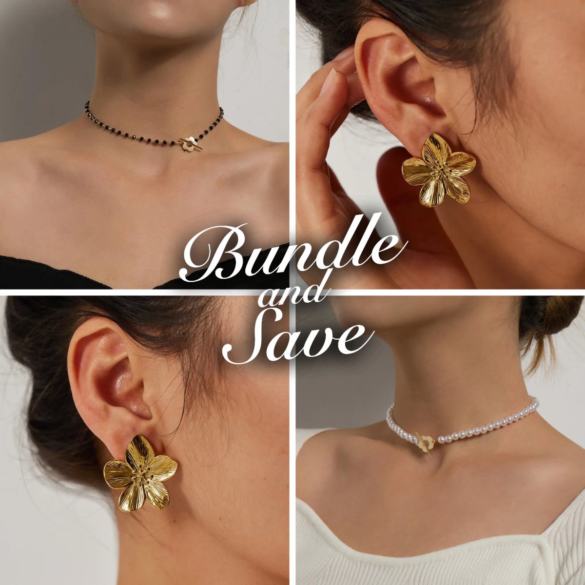 Blooming Hibiscus Earrings & Floral Necklace Bundle
