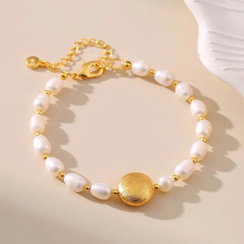 Boho Gold Accented Pearl Bracelets