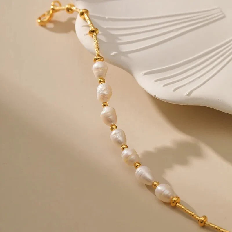Boho Gold Accented Pearl Bracelets