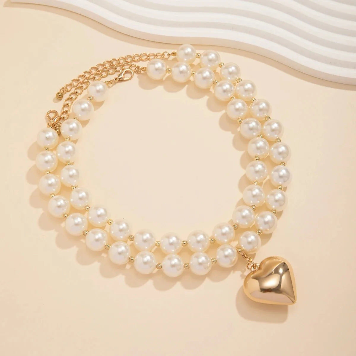 Bold Statement Pearl Layered Heart Necklace