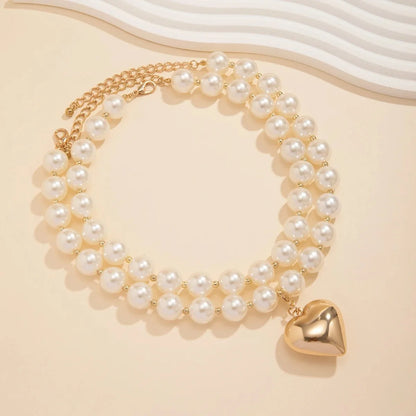 Bold Statement Pearl Layered Heart Necklace