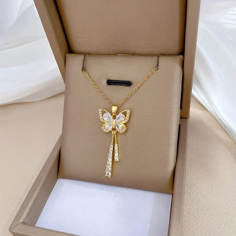 Charming Butterfly Diamond Dazzle Necklace