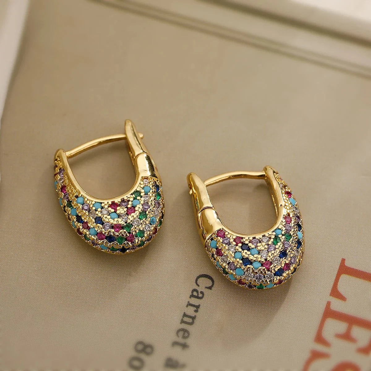 Chunky Glittering Diamond Hoop Earrings