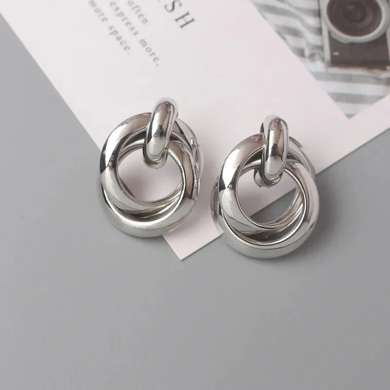 Circular Geometric Interwoven Earrings