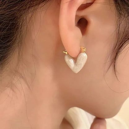 Classy Enamel Heart Earrings