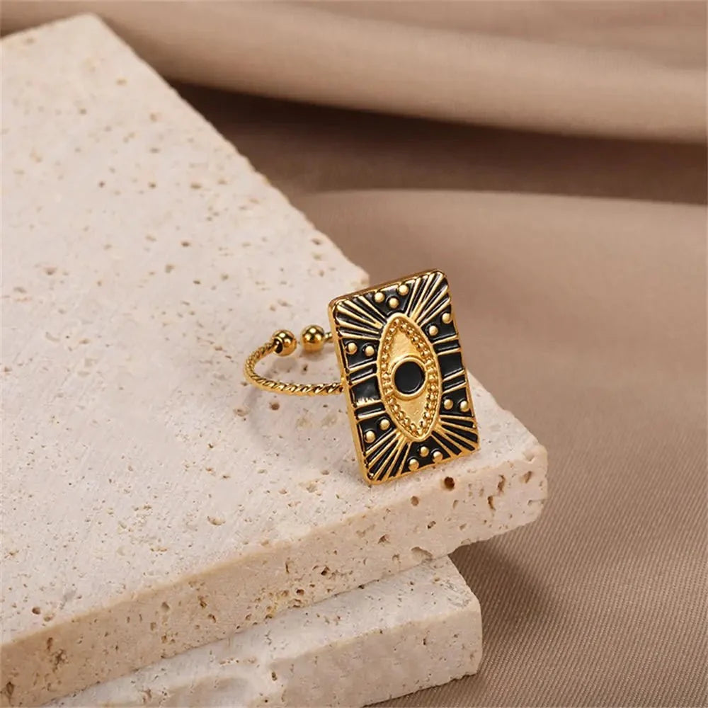 Classy Evil Eye Heart & Rectangle Rings