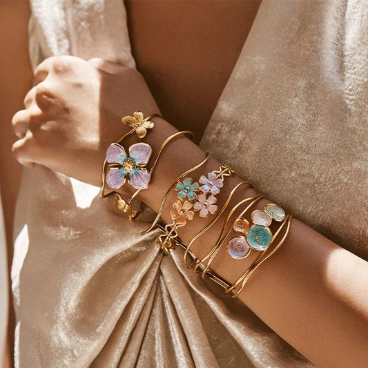 Classy Floral Bangle Bracelets