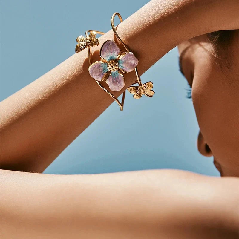 Classy Floral Bangle Bracelets