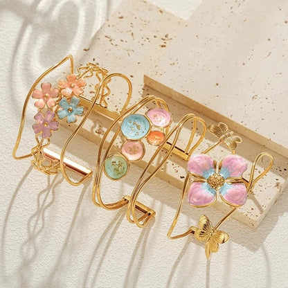 Classy Floral Bangle Bracelets