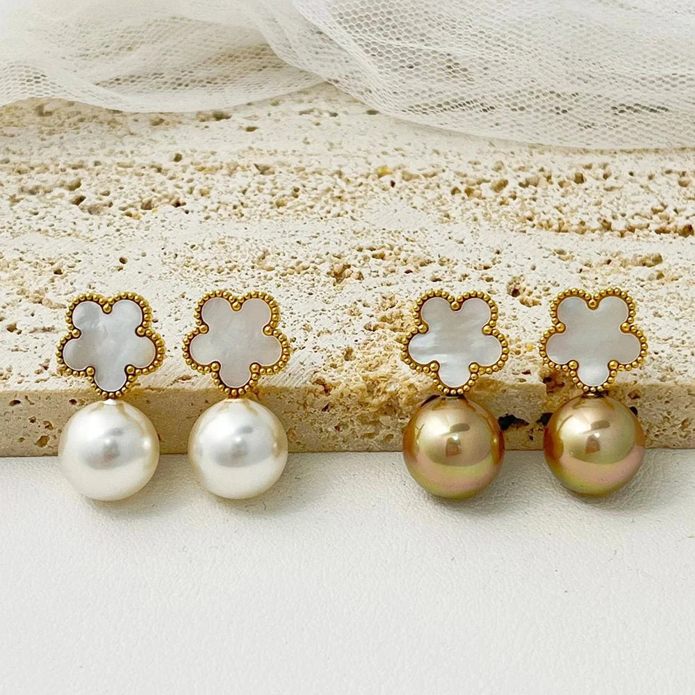 Classy Floral Pearl Ball Earrings