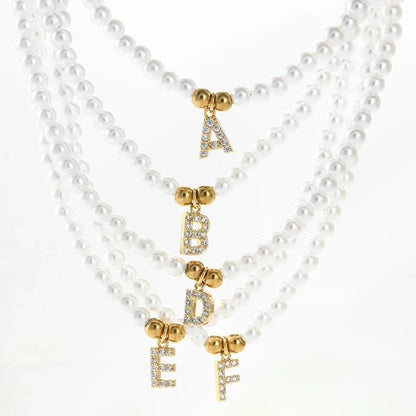Classy Pearl Dainty Initial Letter Necklace