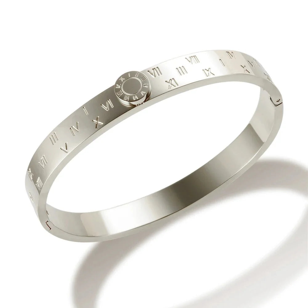 Classy Roman Numeral Bangle Bracelet and Rings