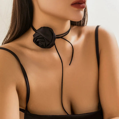 Classy Rose Floral Choker Necklace