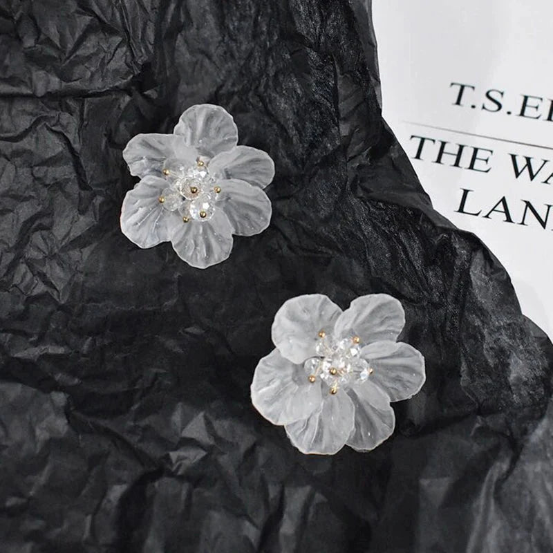 Classy Transparent Floral Hibiscus Earrings