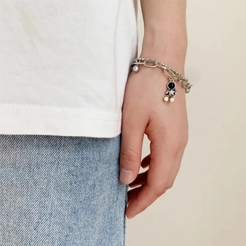 Couples Astronaut Magnetic Heart Bracelet Set