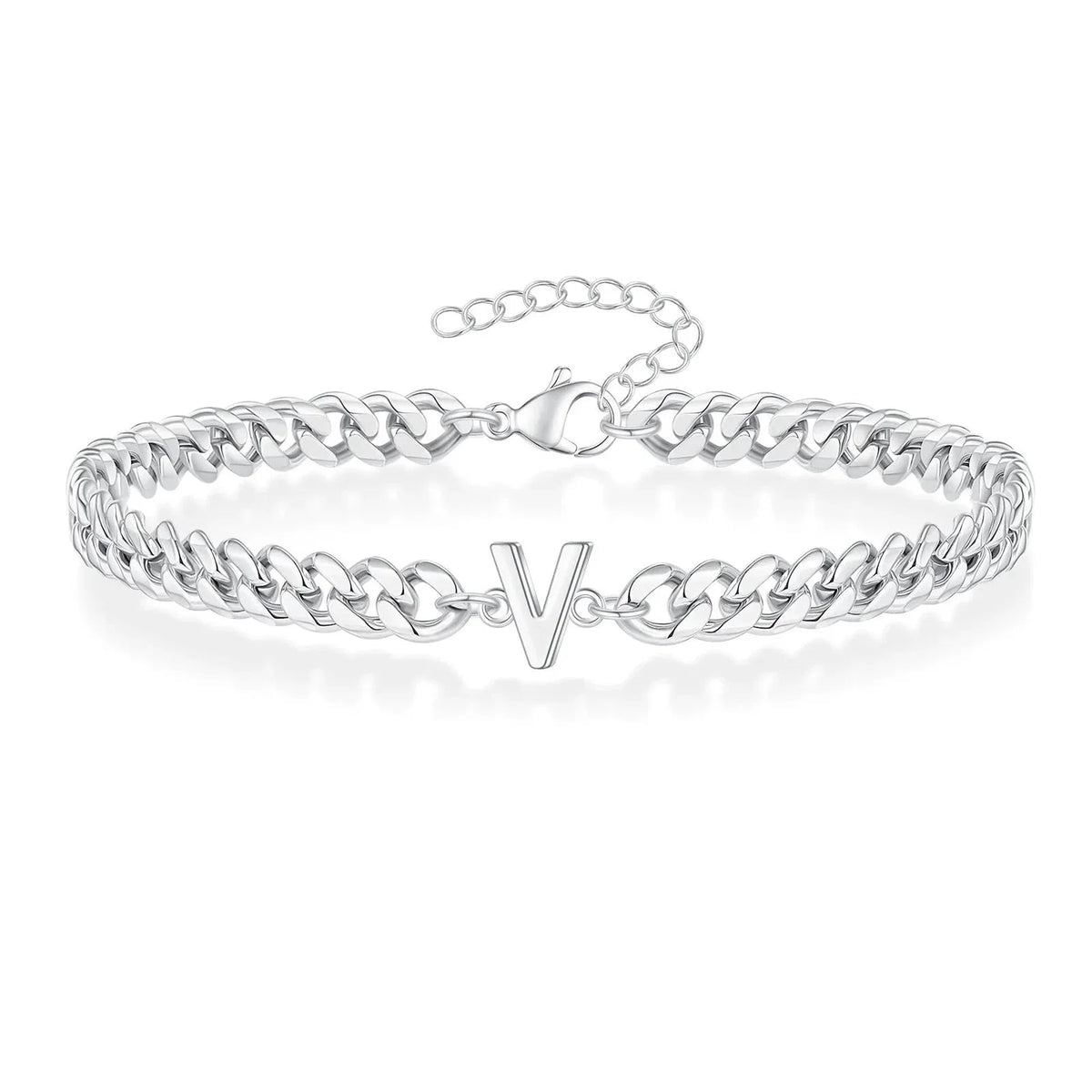 Couples Letter Initial Cuban Bracelet