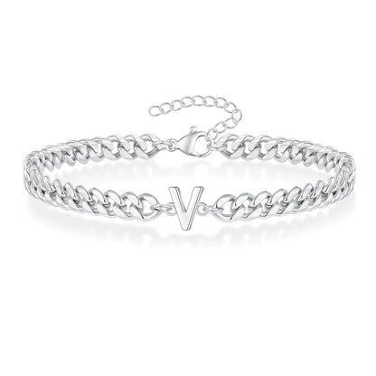 Couples Letter Initial Cuban Bracelet