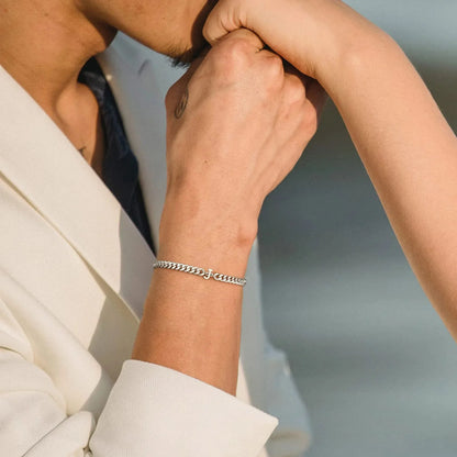 Couples Letter Initial Cuban Bracelet