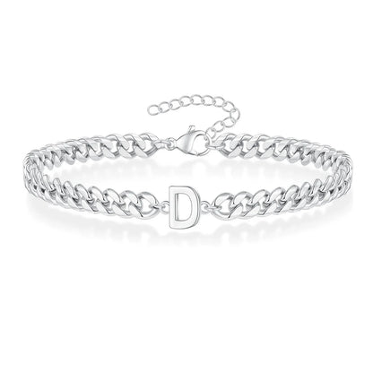 Couples Letter Initial Cuban Bracelet