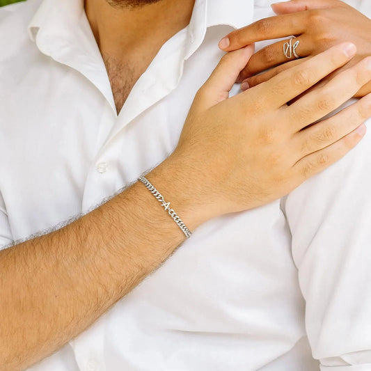 Couples Letter Initial Cuban Bracelet