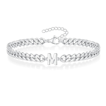 Couples Letter Initial Cuban Bracelet