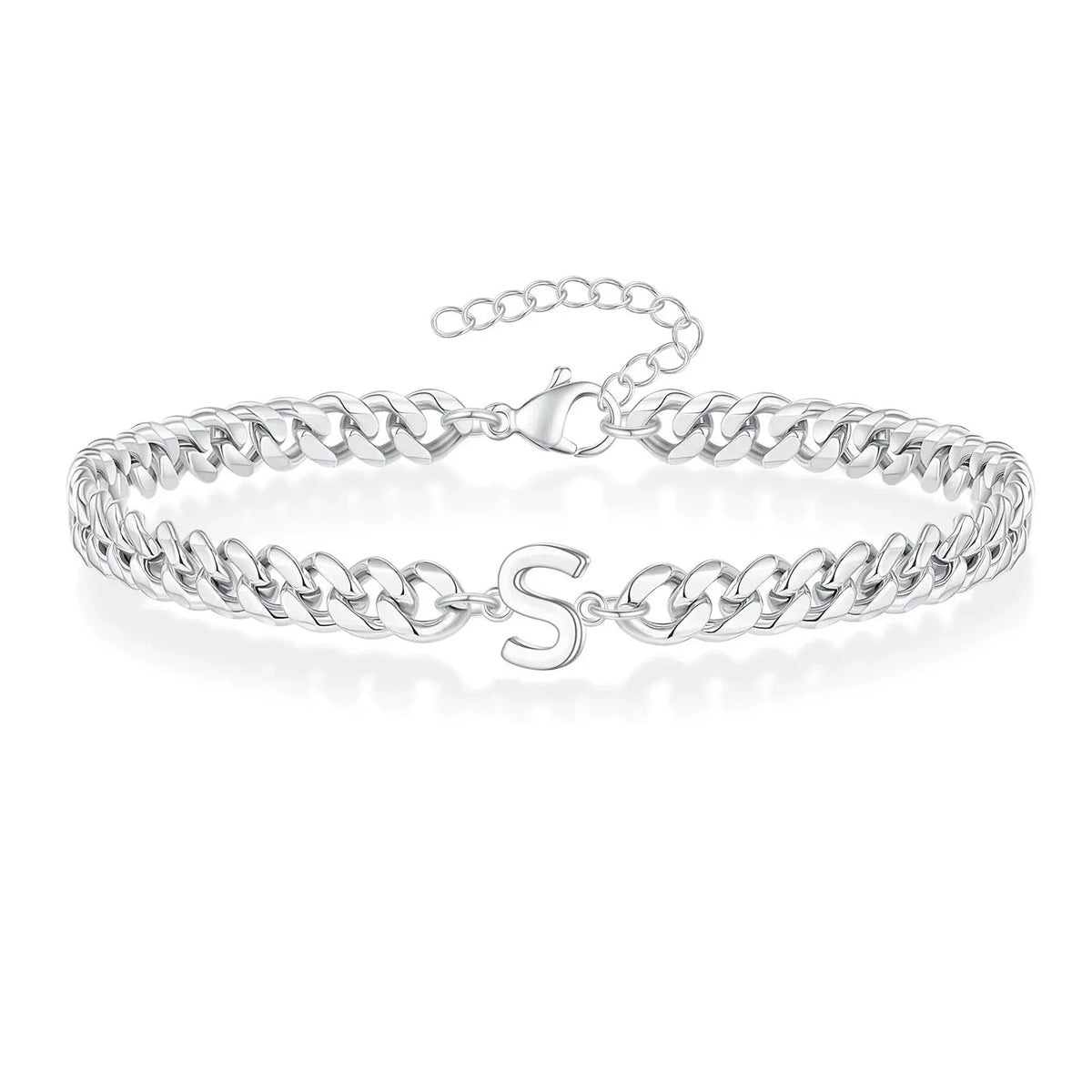 Couples Letter Initial Cuban Bracelet